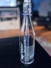 ecomaine Promotional Glass Bottle Swing Top Flip Top Clear Green Logo 1L picture