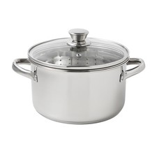 Mainstays Stainless Steel 4Qt Steamer Pot Glass Lid Induction Safe Veggies Fish picture