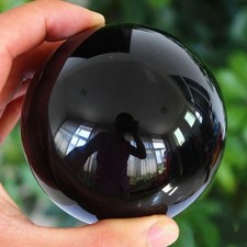50mm Natural Black Obsidian Crystal Sphere – Polished Asian Rainbow Stone Ball picture
