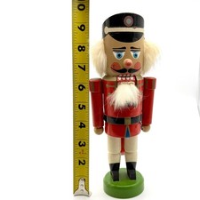 Vintage Erzgebirgische Volkskunst Nutcracker Soldier Made in East Germany 9.5in picture