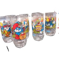 1982-83 Smurf Vintage Collector's Glasses Cups Set of 9 Peyo Wallace Berrie Nice picture