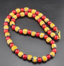 Vintage Venetian Style African Chevron Beads With Red White Heart Beads Necklace picture