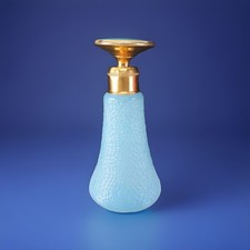 Antique DeVilbiss Art Deco Empty Perfume Bottle Blue Textured Glass w/ Dauber picture