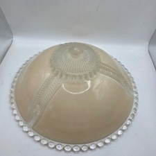 Vintage Clear Pressed Glass 3 Section Relish Tray Covered Center Beaded Edge picture