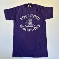 Vtg 1978 Muncie Central Indiana State Champs High School Basketball SS Shirt Med picture
