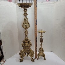 VTG Pair of SOLID BRASS CHURCH ALTAR CANDLE HOLDERS, 1-26