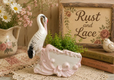 Vintage Ceramic Stork Planter Nursery Decor Made In Japan A Fine Quality picture