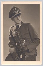 WWII Wehrmacht Heer Handsome Young Officer Dress Sword Iron Cross RPPC Postcard picture