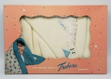 Vintage TRIBORO Rayon & Orlon Blend Baby Blanket White New Old Stock in Box MCM picture