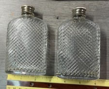 Vintage Universal Glass Pocket Flask Pat’d Feb 8 1927 Clear Swirl Pattern picture