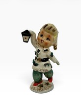 VTG Geo Z Lefton Caroler Holly Berry Boy Lantern w/ Lefton Label Japan **READ picture