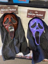 Halloween Ghostface Red and Purple Marble Mask Lot. Official. New Two Masks picture