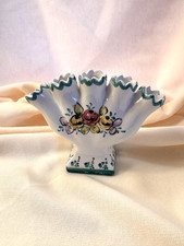 Vintage ELPA Alcobaca 5 Finger Vase Tulipiere Hand Painted Floral Portugal 304 picture