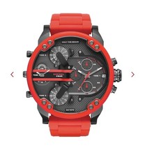 DIESEL DZ7370 Quartz Analog Men Black-Dial Red-Band Wristwatch [GGIT6] picture