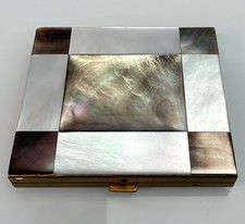 Vintage Mother of Pearl By Schildkraut Mosaic Art Deco Compact with Mirror  picture