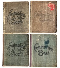 Antique Student Composition Notebooks Lot of 4 Poems Notes Old Prices Ephemera picture
