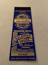 Vintage Matchbook Cover Matchcover Solomon Drugs Chicago IL picture