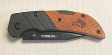 New Husky Wood Handle Sporting Hunting Combination Blade Pocket Knife picture