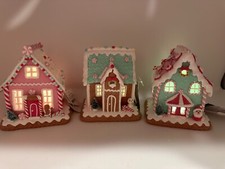 Lighted Pastel Claydough Gingerbread House Christmas Village, NEW Sold Seperate picture