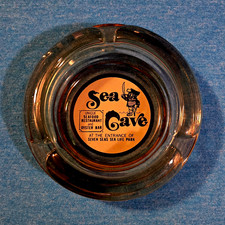Vintage Sea Cave Restaurant Amber Glass Ashtray Seven Seas, Arlington Texas RARE picture