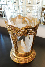 Antique Jennings Brothers JB 2704 Art Nouveau Metal  Holder / Hand Painted Vase picture
