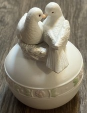 Vintage Enesco Forever Love 1986  China Porcelain Made in Korea Bird Trinket Box picture
