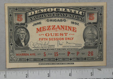 Democratic National Convention 1932 Chicago  Mezzanine Guest Pass picture