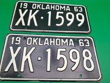 Vintage Oklahoma License Plate Pair XK-1598 & XK1599 RARE SET Pics picture
