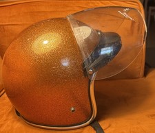 Vintage 1971s Arthur Fulmer AF- 40 Orange Metal Flake Helmet. Small. picture