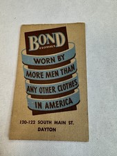 Vintage 1942-43 Bond Clothes Memo Book Calendar Dayton Ohio Advertising Ephemera picture