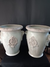 Vintage pair of French country style glazed ceramic planters picture