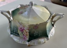 Antique RS Prussia Biscuit Cracker Jar Red Mark Iris Mold Pristine Condition picture