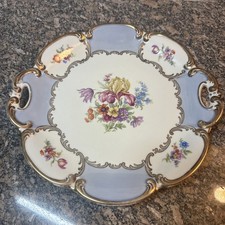 Vtg Tirschenreuth Bavaria Hand Painted Roses Cake Plate Handles 11” picture