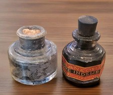 Lot of 2 - Antique Ink Wells Sanfords Home Indelible Ink #440 Early 1900s Label picture