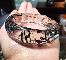 17*9.5mm Natural Black Rutile Quartz Crystal Bracelets Reiki Healing picture