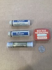 EMPTY Vintage Medicine Bottles/Tins: 2 Salicin, Benzedrine, Rectal Medicone (4) picture