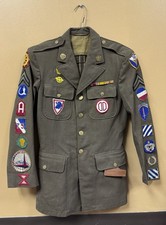 Vintage US Army Patch Jacket Uniform M1950 WWII Cold War 82nd Airborne 1st Inf picture