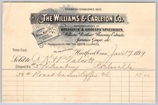 1899 Williams & Carleton Co. Hartford CT Druggist Grocer Patent Medicine Invoice picture