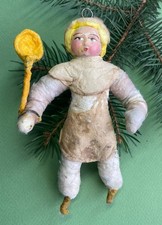 🎄Rare Antique German Spun Cotton Christmas Ornament – Cook / Baker with Spoon picture