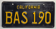 1963 CALIFORNIA License Plate BAS 190 picture