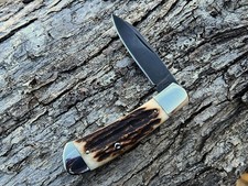 JEFF PEARCE CUSTOM JEFF PEARCE CUSTOM A2 ETCHED SAMBAR STAG MINI ZULU KNIFE picture