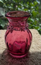 Vintage Cranberry Vase Ruffled Collar picture