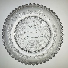 Winterthur DE Museum Christmas Reindeer Rare Vintage Pairpoint Glass Cup Plate picture