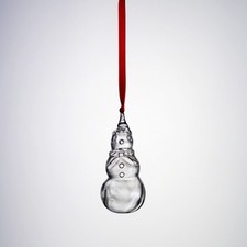 STEUBEN GLASS Crystal Snowman Ornament #9447 picture