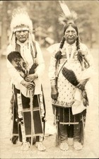 Native American PAWNEE Walking Son & William Sutton c1920s RPPC Postcard bhn picture