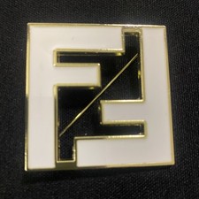 Fendi Luxury White With Gold Tone Brooch Pin. picture