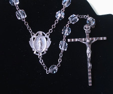 Vintage Mid Century Modern  Sterling Silver & Clear Cut Crystal Cawley Rosary picture