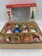 VTG 1950s Fantasia Christmas Ornaments Mercury Glass Poland Indent Teardrop picture