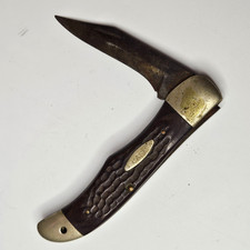 Vintage Case XX Red Bone Handle Single Blade Folding Pocket Knife picture