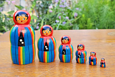 Vintage Polish Nesting Dolls 6pc Set Pride Folk Costume Matryoshka Poland 90s picture